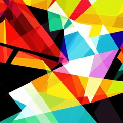 Poster - Abstract geometric art design featuring vibrant colors and overlapping shapes in a modern style for backgrounds