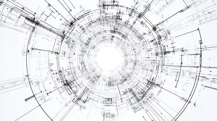 Fototapete - Abstract digital tunnel with complex circuitry design.