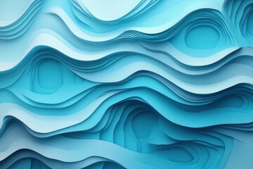 Poster - Abstract blue paper layers forming wavy pattern top view studio shot creative design element water concept