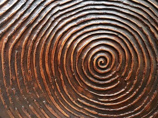 Poster - Wood texture spiral close up abstract design top down view for background or wallpaper art concept brown and tan