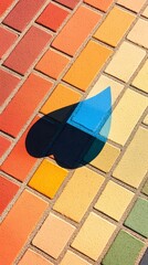 Fototapete - Colorful Brick Pattern with Blue Water Drop Shadow