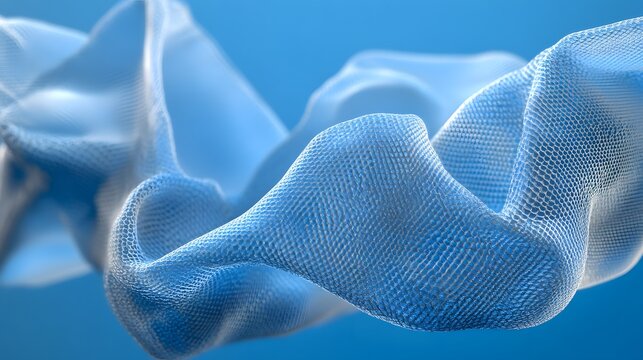 Abstract flowing blue fabric design.