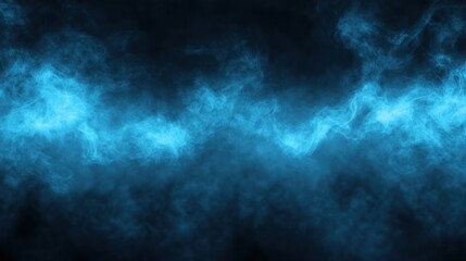 Poster - abstract blue smoke, dark background, wavy texture, digital art, energy, mystical, atmospheric.