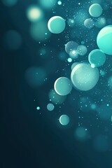 Poster - Abstract Teal Bubbles Floating in Dark Blue Background Digital Art Illustration Graphic Design