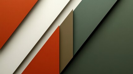 Poster - Abstract geometric background with diagonal lines in orange, beige, brown, and green.
