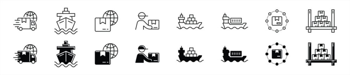 Poster - set of logistic and shipping icon. containing global delivery, freight transport, supply chain manag