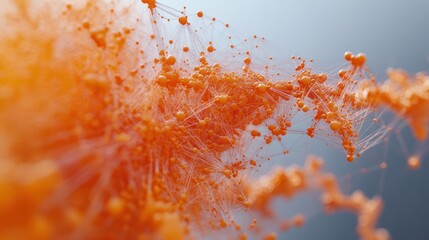 Poster - abstract orange spheres connected by thin lines, forming a complex network structure.