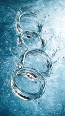 Poster - Water Rings Abstract Splash Art Vertical Composition Aquatic Motion Liquid Droplets Freshness Cleanliness Still Life Photography