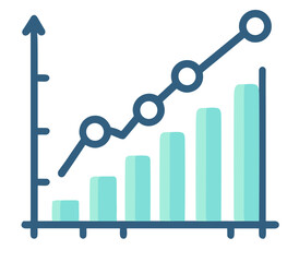 Fototapete - Vector growth chart icon with arrows and bars representing progress and analytics