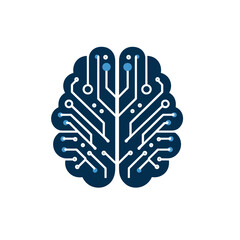 Fototapete - Vector brain icon with circuit pattern representing technology and intelligence 