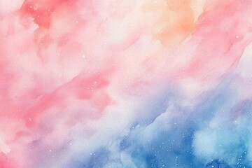 Aufkleber - Watercolor Wash Texture in Pink Orange and Blue Gradient with White Specks Artistic Background Close Up