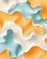 Poster - Abstract wavy shapes in pastel colors orange blue and white top down view studio shot modern art