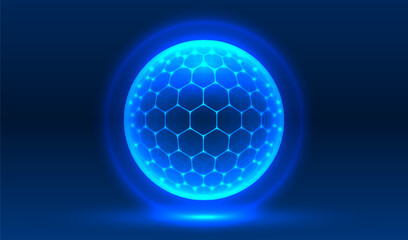 Wall Mural - sphere shield with hexagon, cyber protect ball. vector illustration