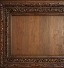 Wall Mural - Worn, ornate wood border; distressed texture, natural grain ,  frame,  dark