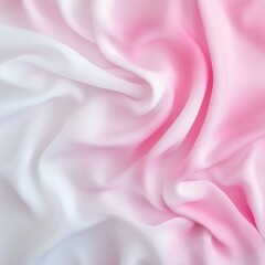 Poster - Abstract shot of flowing pink and white silk fabric creating soft elegant waves and folds for background