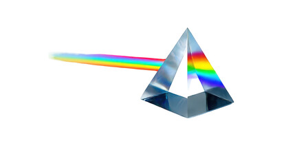 Poster - Glass prism refracting light rainbow spectrum colors on transparent background