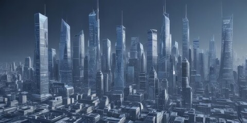 Wall Mural - Blueprint city skyline, intricate architectural lines, abstract design, stock, construction, graphic