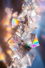 Poster - Crystal Prism Refraction of Light Creating Rainbows Abstract Close Up Shot for Science and Spirituality Concepts