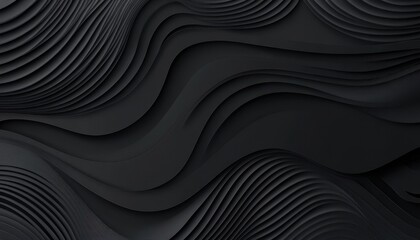 Fototapete - Abstract Black Wavy Texture Background with Smooth Dark Geometric Pattern Elegant Modern Design and Minimalist Monochrome Style for Wallpapers and Presentations
