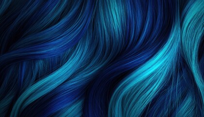Fototapete - Abstract Dark Blue Wavy Pattern with Smooth Texture Fiber Optic Lines and Dynamic Motion Against a Deep Backdrop