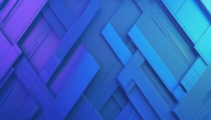 Fototapete - Abstract Geometric Pattern with Blue and Purple Rectangles Modern Background Art with Diagonal Lines Pixelated Texture and Dynamic Isometric Shapes