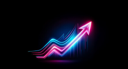 Aufkleber - a vibrant neon arrow ascends, symbolizing growth and progress. the dynamic lines suggest a positive 
