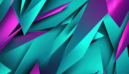Poster - Dynamic Abstract Background with Overlapping Cyan and Purple Triangular Shapes Creating a Modern Geometric Design with a Play of Light and Shadow