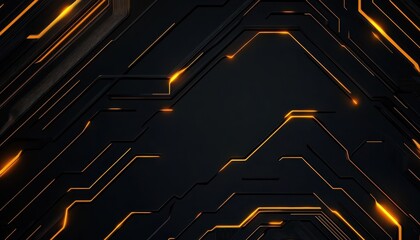 Leinwandbilder - Futuristic Abstract Background with Glowing Orange Circuit Lines Technology Design with Intricate Patterns and Metallic Texture for Modern Digital Wallpaper