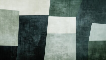Poster - Geometric Abstract Design with Gray and Black Squares and Rectangles Textured Background Art