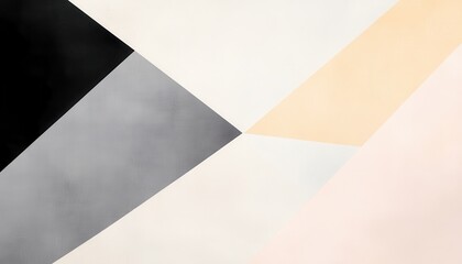 Aufkleber - Geometric Abstract with Diagonal Color Blocks in Black Gray White and Beige Creates a Modern Texture Background