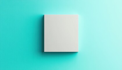 Aufkleber - Minimalist Square Paper Mockup on Turquoise Textured Background with Soft Lighting for Modern Design and Creative Presentation With Copy Space
