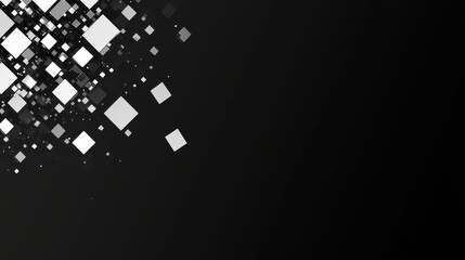 Aufkleber - Monochromatic Abstract Pattern Featuring Scattered Squares Over a Dark Gradient Background Minimalist Design with Geometric Shapes for Modern Art or Digital Wallpaper