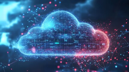 Poster - A vibrant digital cloud representing data storage and technology