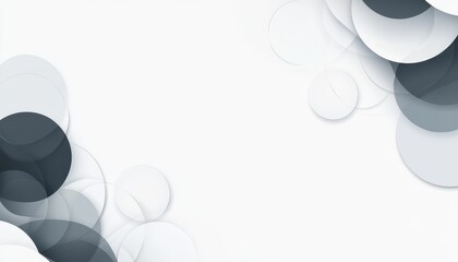 Leinwandbilder - Overlapping Circles in Shades of Gray and White on a Clean Background Abstract Geometric Design with Modern and Minimalist Style Perfect for Wallpaper and Backgrounds