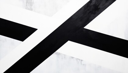 Leinwandbilder - Striking Black and White Abstract with Intersecting Diagonal Lines Creating a Geometric Pattern on a Textured Background