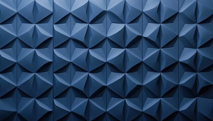 Leinwandbilder - Textured Blue Geometric Relief Pattern of Interlocking Pyramidal Shapes Creating an Abstract Wall Design with Contemporary Style in Low Key Lighting