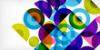 © antishock - Abstract colorful circles overlap, creating dynamic composition. Bright hues contrast against dark background. Modern design elements present.