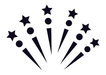 Poster - stylized fireworks bursting into vibrant five pointed stars create a lively celebratory display agai