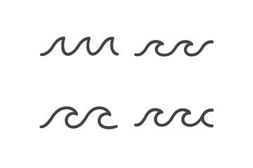 Poster - Vector illustration of stylized wave icons for ocean-themed designs and projects