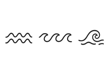 Poster - Vector illustration of stylized wave icons representing ocean movement and water dynamics