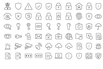 Poster - Vector illustration icon set featuring security symbols, including locks, keys, and alerts, ideal for digital safety themes and applications