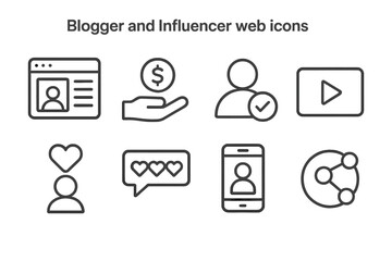Poster - Blogger and influencer web icons set featuring various symbols for digital engagement and social media activity