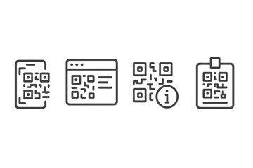 Poster - Vector illustration depicting various uses of QR codes on devices and platforms for easy access to information