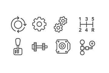 Poster - Vector illustration depicting various automotive and mechanical elements used in vehicle operation and maintenance activities
