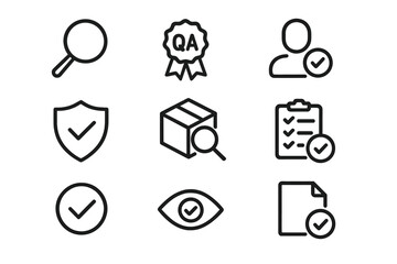 Poster - This vector illustration showcases nine icons symbolizing quality assurance, user validation, and inspection tasks