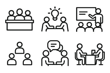 Poster - Vector illustration of various collaborative activities in group settings highlighting teamwork and communication