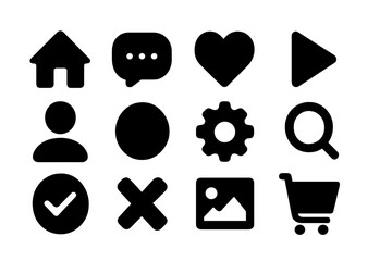 Fototapete - Vector illustration icons representing various user interface elements commonly found in digital applications