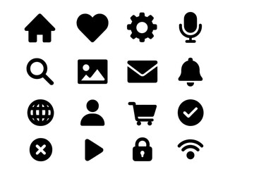 Poster - Vector illustration of various icons representing everyday activities and functions for user interface design