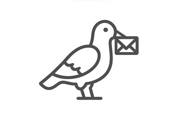 Poster - Pigeon holding an envelope symbolizing communication and messaging in a modern, minimalistic vector design