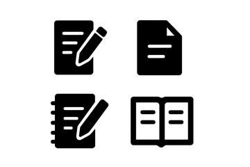 Poster - Vector illustration icons representing various writing documents and tools in a minimalist style for digital design use